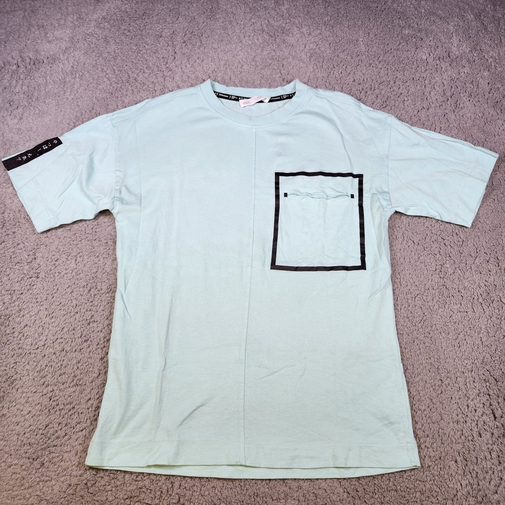 Zara Boys Kids Teal T Shirt Short Sleeve Cotton Crew Neck Sporty Size 11-12‎